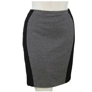 Vince Camuto Women's Black & White Poly/Spandex Paneled Pull Up Pencil Skirt